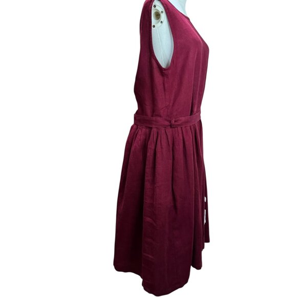 Palava Maroon Red Linen Dress with White Deer Print  |SZ: M | Sleeveless - Picture 7 of 14